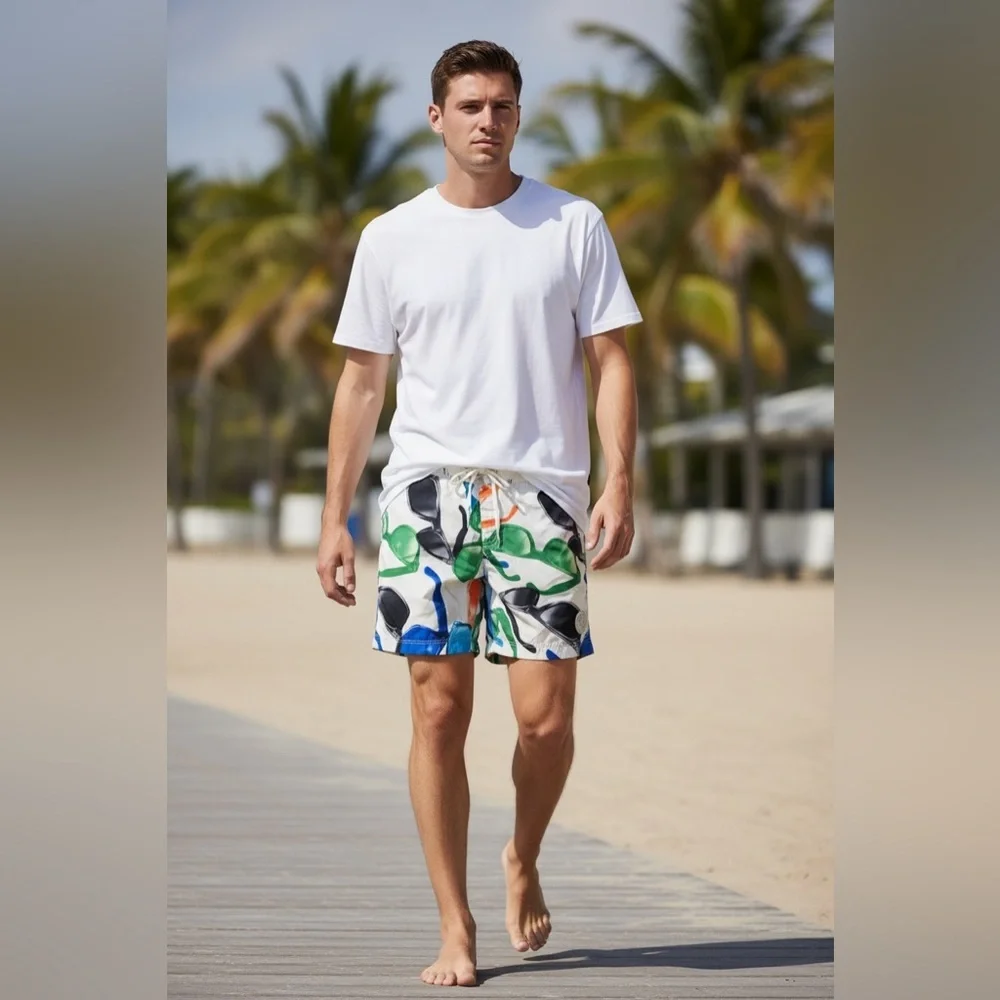 American Eagle Vintage 90’s Y2K Style Sunglasses Print Swim Shorts Men’s Size L